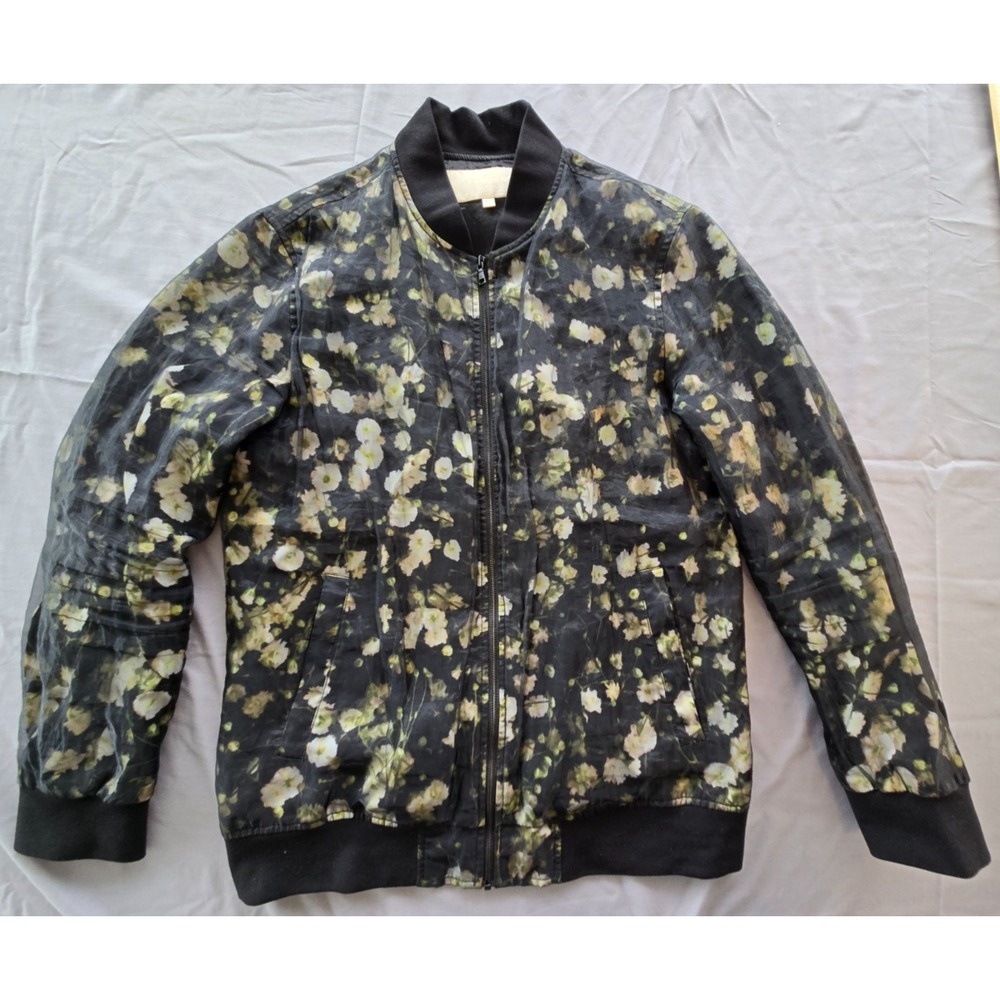 Trendiano Bomber Jacket Mesh Floral Layers Satin Utility Festival Gothic Grunge